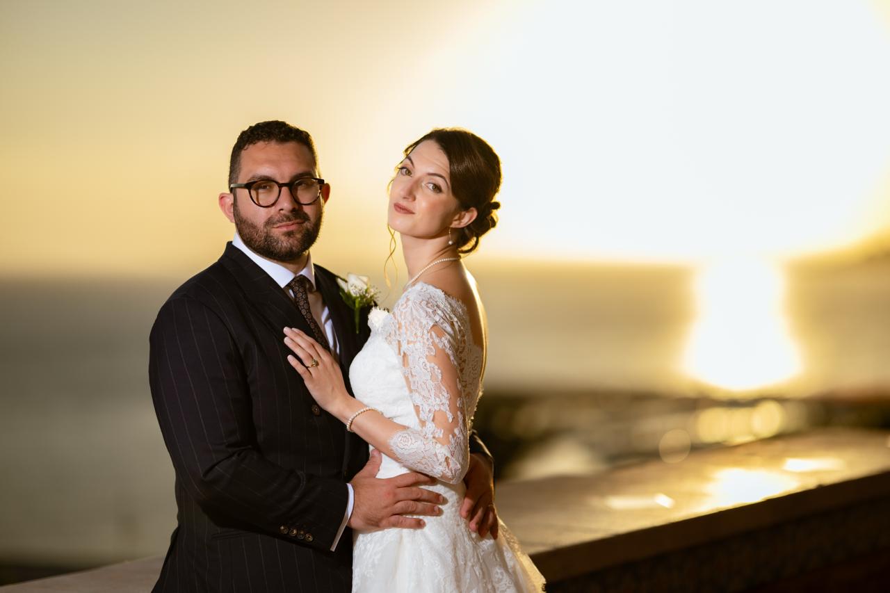 Close-up portrait of Isabella and Billy at golden hour